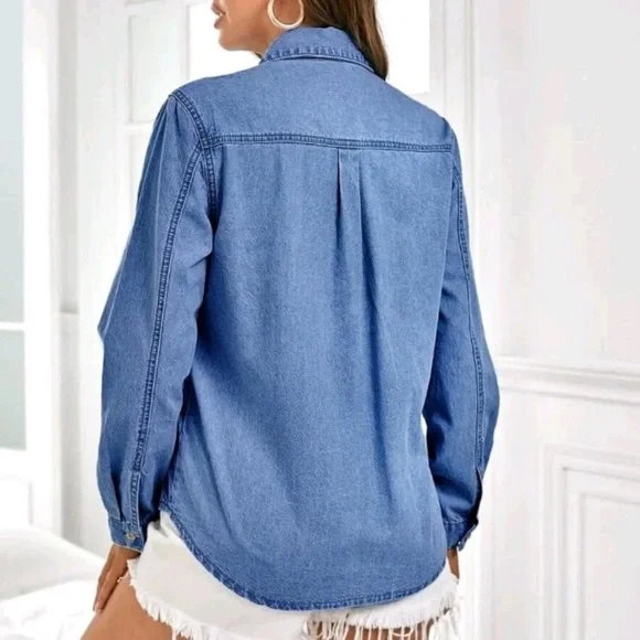 Yamanman Premium 3/4 Sleeve Denim Shirt – Size M – Casual Western Style - Picture 4 of 6